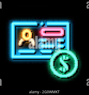 Card Badge Coin neon glow icon illustration Stock Vector