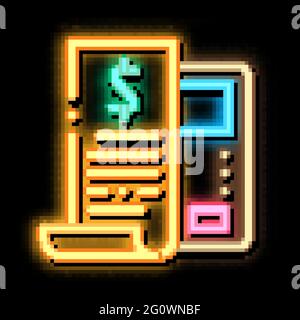 Check Cash Device neon glow icon illustration Stock Vector