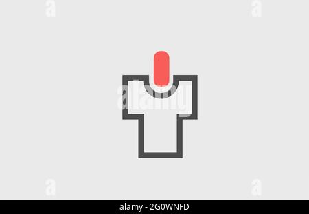 pink grey T alphabet letter logo icon. Geometric design for company identity with line Stock Photo