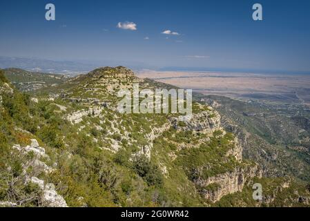 Views from the Torreta de Montsià summit towards the Ebro Delta (Tarragona, Catalonia, Spain) Stock Photo