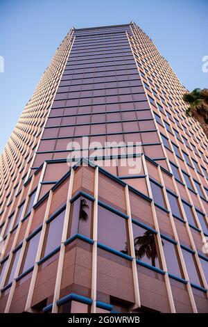 TUCSON, UNITED STATES - Jun 03, 2021: The Landmark Bank of America Building photographed at sunset in downtown Tucson Arizona Stock Photo