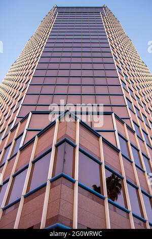 TUCSON, UNITED STATES - Jun 03, 2021: The Landmark Bank of America Building photographed at sunset in downtown Tucson Arizona Stock Photo