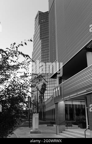 TUCSON, UNITED STATES - Jun 03, 2021: The Landmark Bank of America Building photographed at sunset in downtown Tucson Arizona Stock Photo