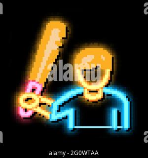 Baseball Player neon glow icon illustration Stock Vector