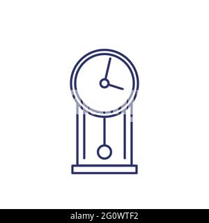 Retro wall clock line icon on white Stock Vector