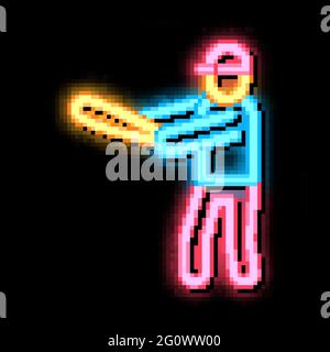 Baseball Gamer neon glow icon illustration Stock Vector