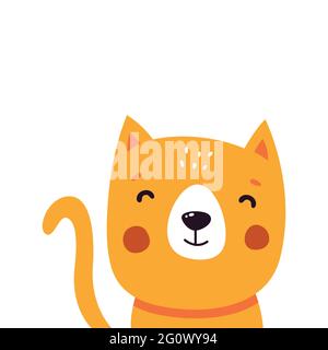 Cute cat cartoon. Vector illustration isolated on white background. Stock Vector