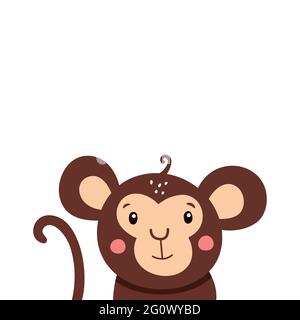 Cute monkey icon. Vector illustration isolated on a white background. Stock Vector