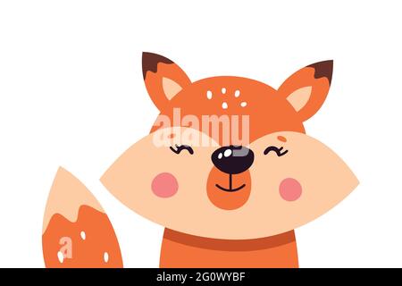 Cute cartoon foxes on a white isolated background. Vector illustration. Stock Vector