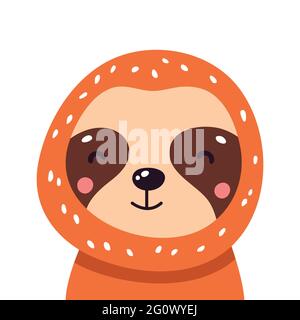 Cute baby sloth. Adorable illustration Vector funny sloth for greeting card, invitation, poster, phone and book cover, background. Stock Vector