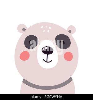 Cute panda face on white isolated background. Vector illustration. Stock Vector