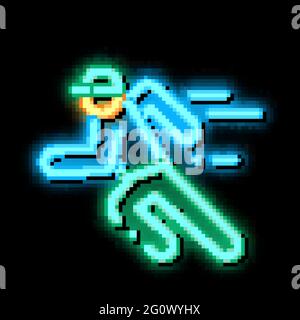 Running Player neon glow icon illustration Stock Vector