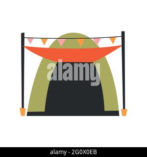 The only canvas tent on a white background. Vector illustration. Stock Vector