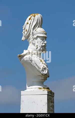 bust of Emperor Wilhelm I, Orth auf Fehmarn, Schleswig-Holstein, Germany Stock Photo