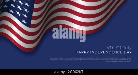 Happy Independence day for United State of America with waving american flag design. Good template for U.S.A Independence Day design. Stock Vector