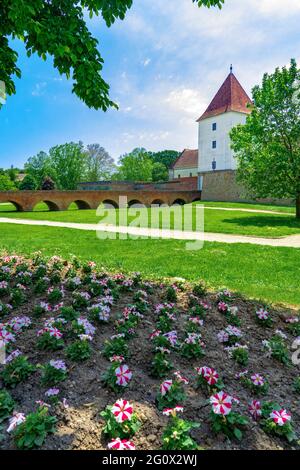 famous Nadasy castle fortress in Sarvar Hungary on a nice summer day . Stock Photo