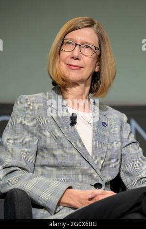 Washingon DC, USA. June 2 2021: NASA Associate Administrator for Human Exploration and Operations Kathy Lueders listens to a reporter's question during a media gaggle, on Wednesday, June 2, 2021, at NASA Headquarters Mary W. Jackson Building in Washington. Credit: UPI/Alamy Live News Stock Photo