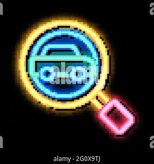 Car Searching neon glow icon illustration Stock Vector