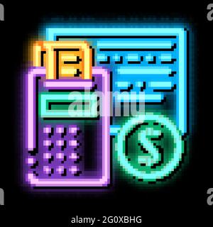 Calculator Coin neon glow icon illustration Stock Vector