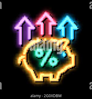 Pig Money Box neon glow icon illustration Stock Vector