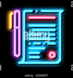 Agreement Pen neon glow icon illustration Stock Vector