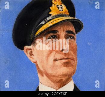 A portrait of Lord Louis Mountbatten drawn for the UK Ministry of Information by Austrian artist William Timym Stock Photo