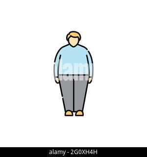Obesity olor line icon. Computer-induced medical problem. Pictogram for web page, mobile app, promo. UI UX GUI design element. Editable stroke. Stock Vector