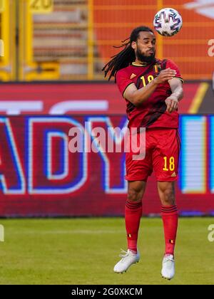 BRUSSEL, BELGIUM - JUNE 3: Jason Denayer of Belgium during the International Friendly match between Belgium and Greece at King Baudouin Stadium on June 3, 2021 in Brussel, Belgium (Photo by Jeroen Meuwsen/Orange Pictures) Stock Photo