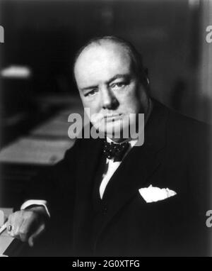 A portrait of Winston Churchill as Prime Minister Stock Photo