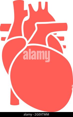 Red human heart symbol. Human internal organ icon Stock Vector