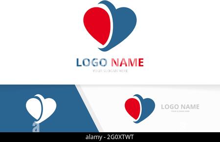 Unique care logotype design template. Vector heart logo combination. Stock Vector