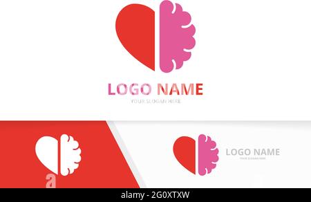 Vector brain and heart logo combination. Urinary tract logotype design template. Stock Vector