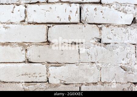 old brickwork made of white brick, vintage wall Stock Photo