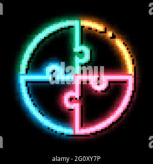 Swot Puzzle neon glow icon illustration Stock Vector