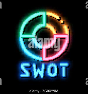 Swot Circle Form neon glow icon illustration Stock Vector