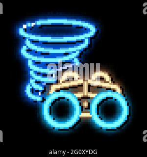 Binocular Tornado neon glow icon illustration Stock Vector