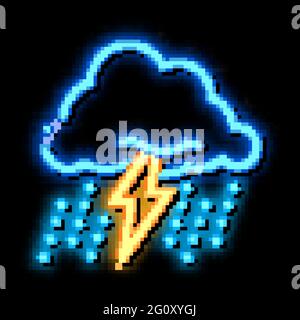 Rain Lightning neon glow icon illustration Stock Vector