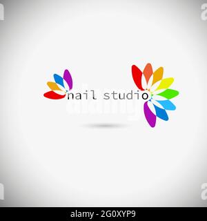 Logo manicure studio. rainbow flower. Vector illustration Stock Vector
