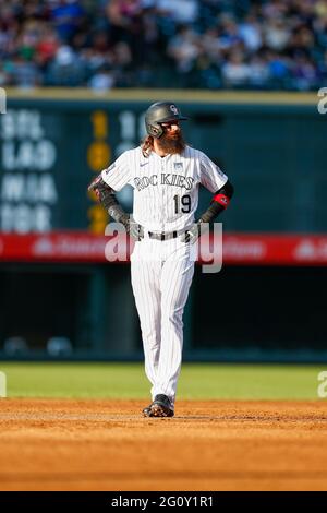 Colorado Rockies' Charlie Blackmon in action during the first baseball game  of a doubleheader against the Washington Nationals, Saturday, May 28, 2022,  in Washington. (AP Photo/Nick Wass Stock Photo - Alamy