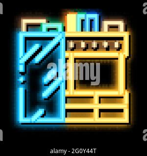 Kitchen neon glow icon illustration Stock Vector