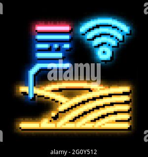 Smart Farm neon glow icon illustration Stock Vector
