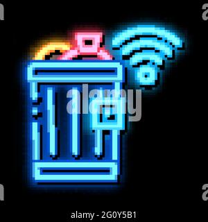 Trash Bin neon glow icon illustration Stock Vector