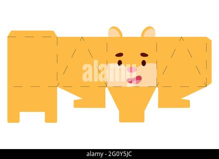 Party favor box hamster design for sweets, candies, small presents, bakery. Package template, great design for any purposes, birthdays, baby showers, Stock Vector