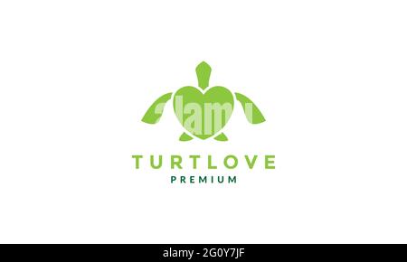 love care shape with turtle logo symbol vector icon illustration graphic design Stock Vector