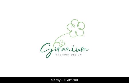 lines geranium flower logo symbol vector icon illustration graphic design Stock Vector