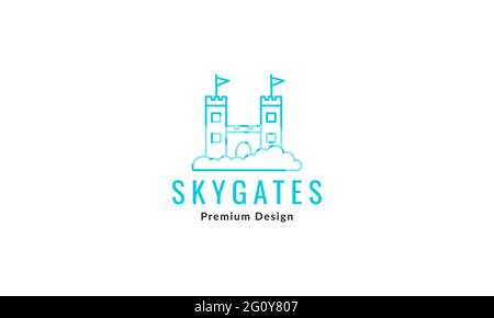 sky kingdom gate lines logo symbol vector icon illustration graphic design Stock Vector