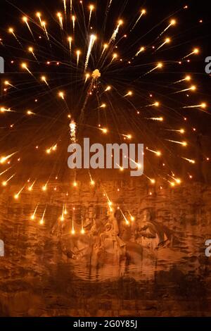 Firework display during the Lasershow at Stone Mountain Park in Atlanta, Georgia. (USA) Stock Photo