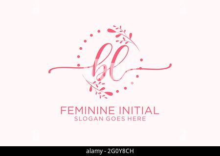 BL beauty monogram and elegant logo design handwriting logo of initial signature, wedding, fashion, floral and botanical with creative template. Stock Vector