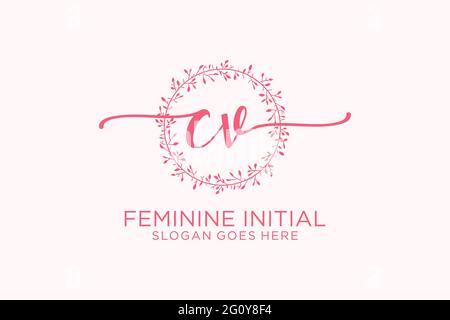 CV beauty monogram and elegant logo design handwriting logo of initial signature, wedding, fashion, floral and botanical with creative template. Stock Vector