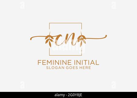 CN beauty monogram and elegant logo design handwriting logo of initial signature, wedding, fashion, floral and botanical with creative template. Stock Vector